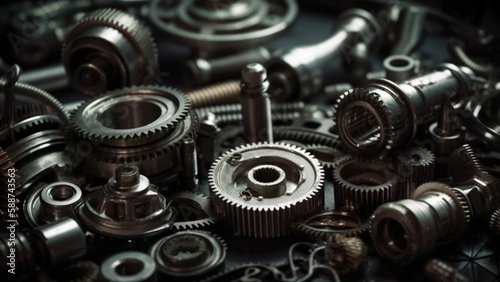 mechanical parts and screws, macro