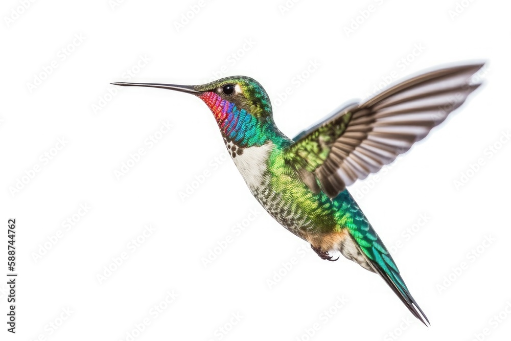 Obraz premium Illustration of a hummingbird bird on a white background. Generative AI