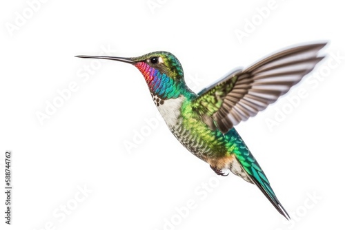 Illustration of a hummingbird bird on a white background. Generative AI