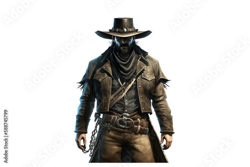 outlaw is isolated on a white background. AI generation photo