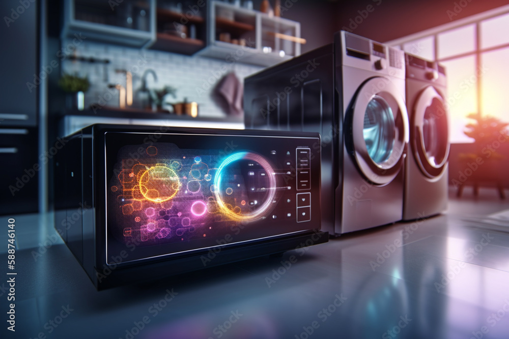 Fototapeta premium Smart Home of the Future: AI-Enabled Household Automation Concept Illustration