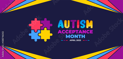 Autism Acceptance Month background for banner design template celebrate in April.