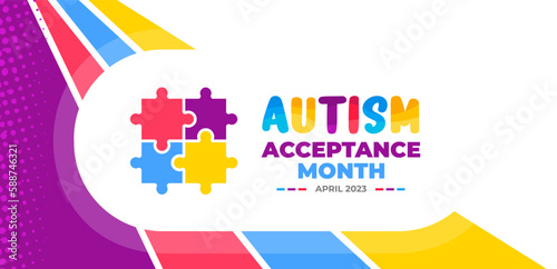 Autism Acceptance Month background for banner design template celebrate in April.