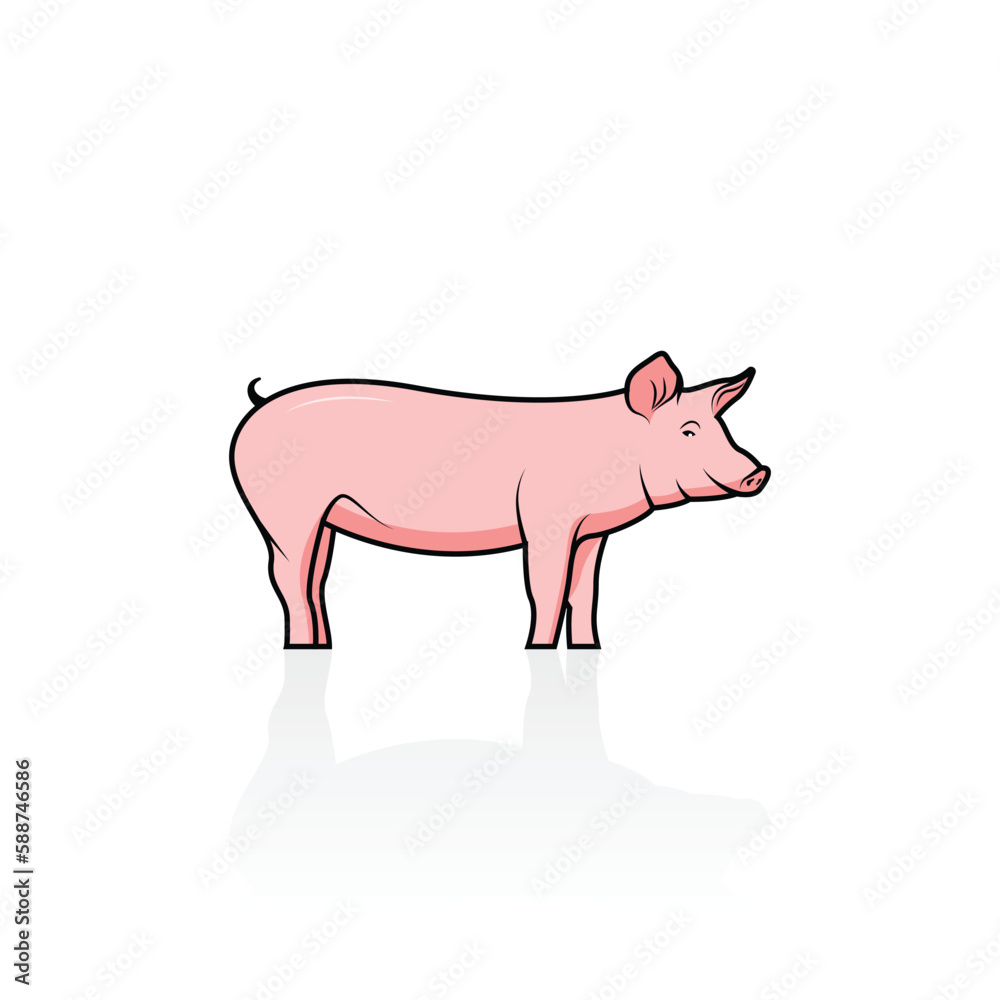 Pink pig isolated vector graphics Pink pig isolated vector graphics