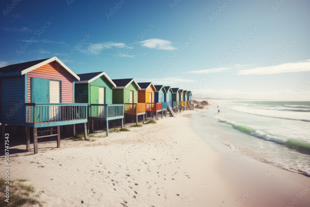 Colorful Beach Houses by the Sea
