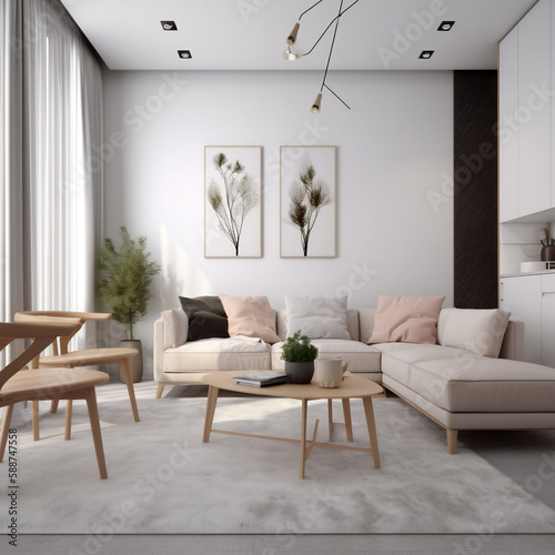 Aesthetic Living room Realestate Mockups, Generative AI © Solstice