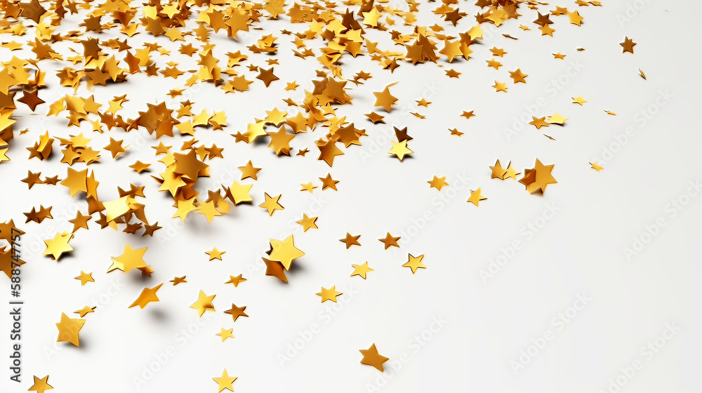a lot of little golden stars on white background