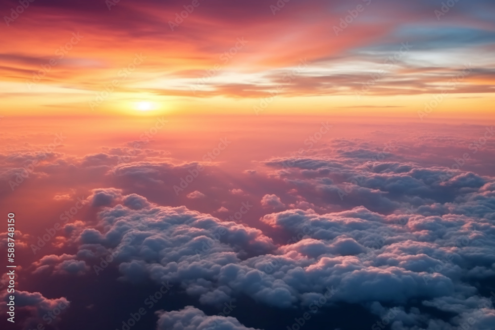 Pink sunset sky. Generative Ai Pink sunset sky. Generative Ai