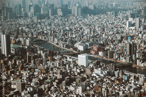 tokyo skyline from above