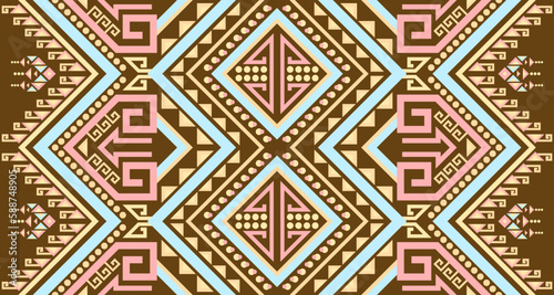 Abstract geometric vertical seamless pattern design indigenous black background EP.60