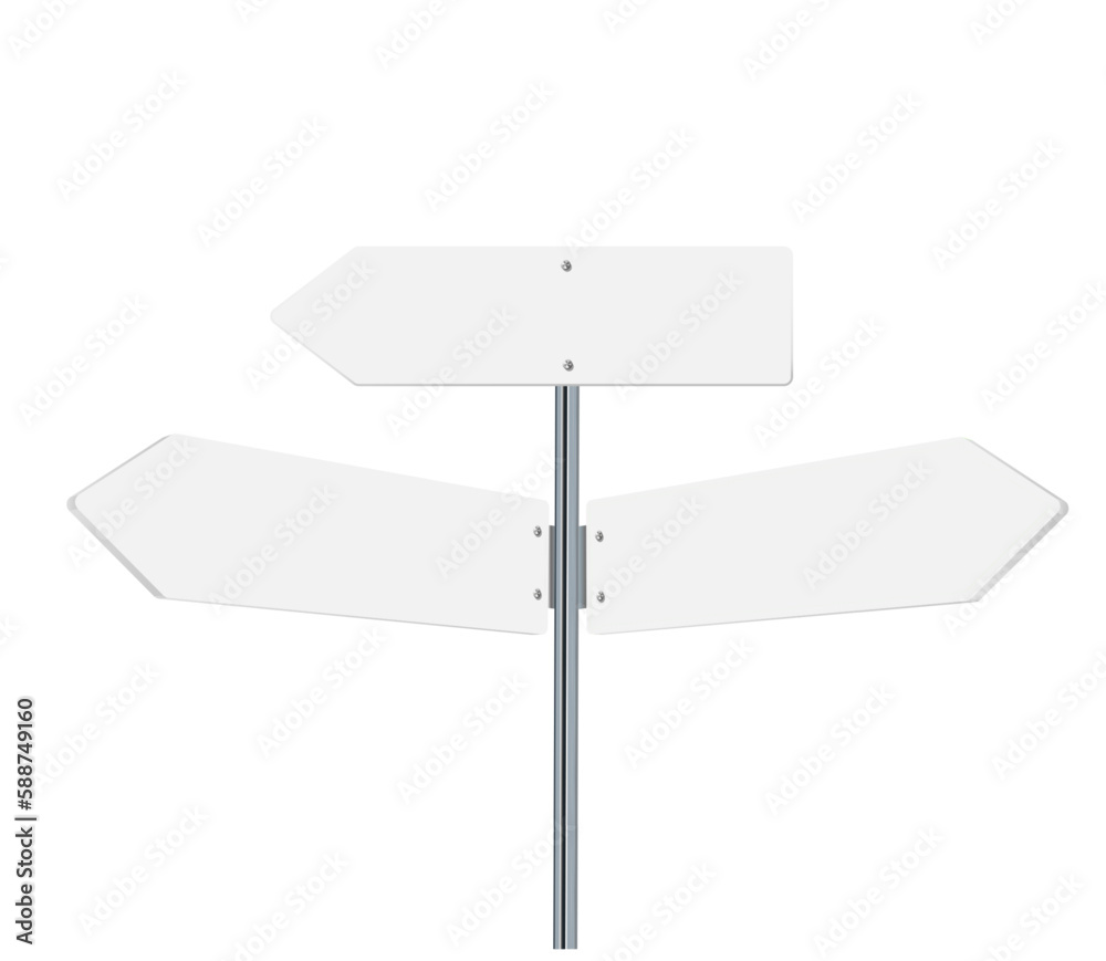 Road, traffic signs. Highway signboard on metal pole. Blank white board with place for text. Directional signage and wayfinder. information sign vector mockup. Road, traffic signs. Highway signboard on metal pole. Blank white board with place for text. Directional signage and wayfinder. information sign vector mockup.