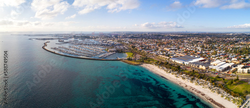 aerial view of the Fishing Boat Harbour of Fremantle, Perth, Western Australia, Australia, Ozeanien