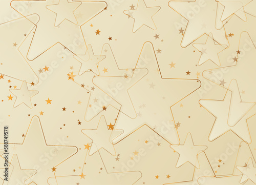 Beige and golden stars abstract shiny background. Vector retro design