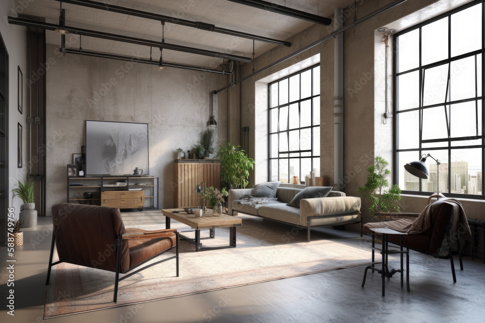 Fototapeta premium Modern office interior in loft style