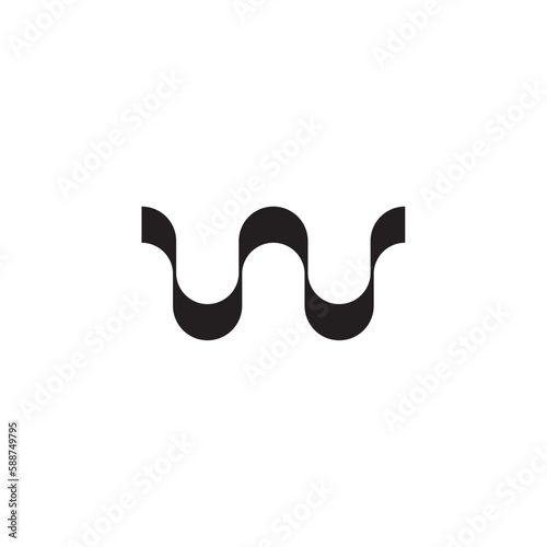 black wave letter w logo vector