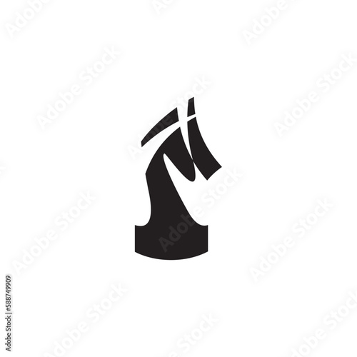 chess knight stylized black logo vector