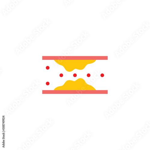 cholesterol clogged arteries logo vector icon