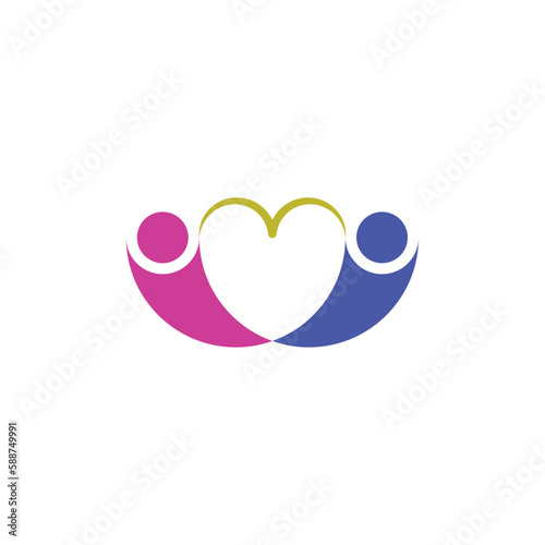 couple holding rope heart shape logo vector icon