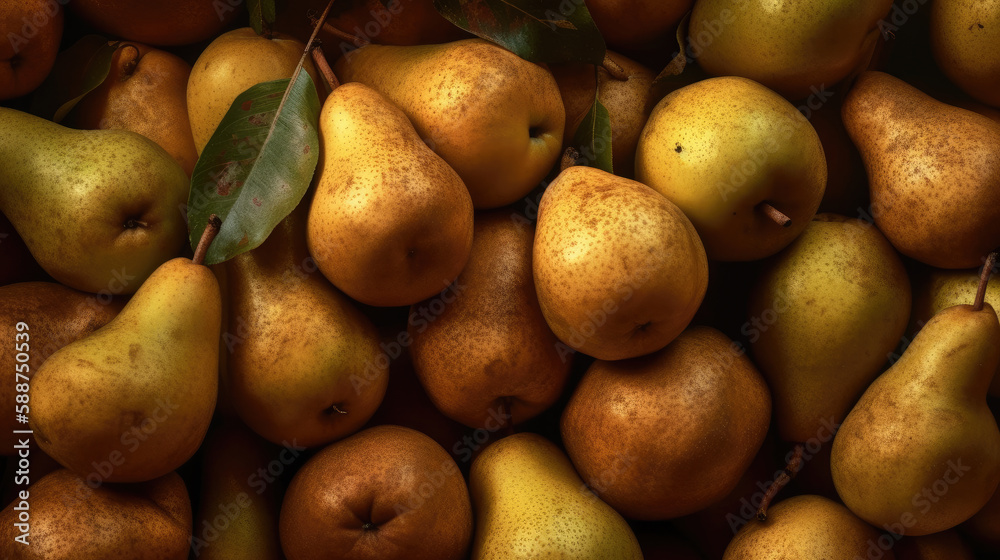 pears in a market created with Generative AI technology