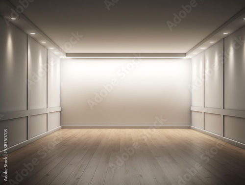Empty room with a blank space for product display or montage, ai generative