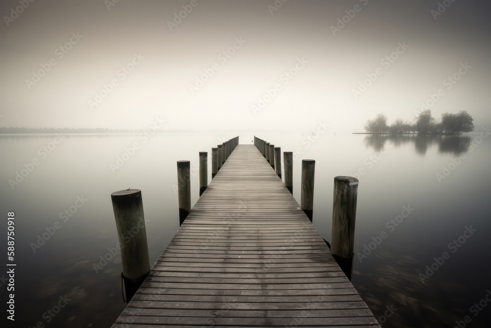 Serene Jetty on a Quiet Body of Water