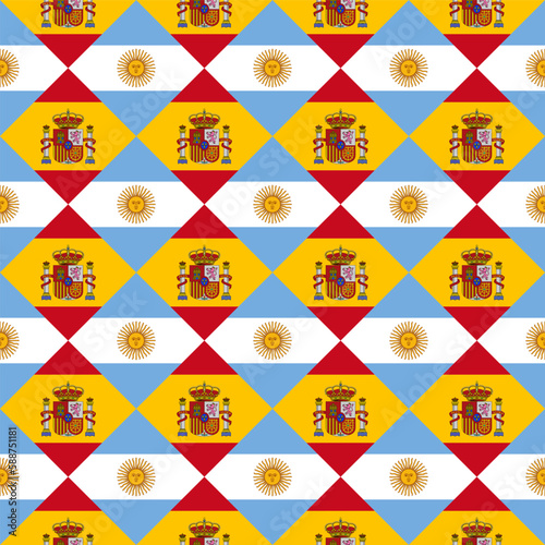 argentina and spain pattern flag. abstract background. vector illustration
