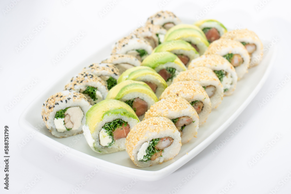 delicious sushi with varieties of ingredients delicious sushi with varieties of ingredients