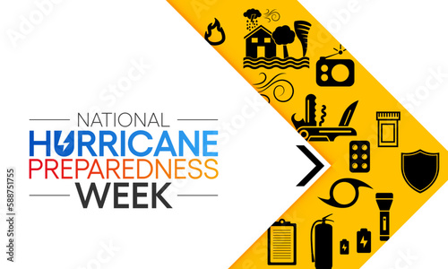 Hurricane preparedness week is observed every year in May. it is a effort to inform the public about hurricane hazards and to disseminate knowledge which can be used to prepare and take action. Vector