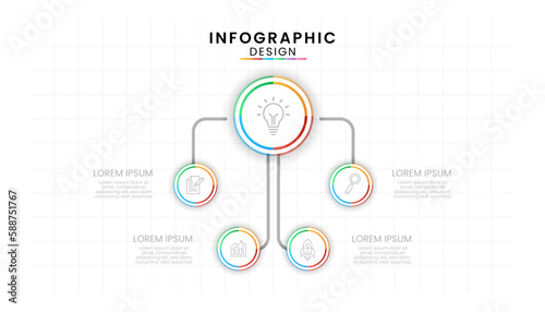 Infographic template for business. Circle concept with 5 Steps Line Process diagram.