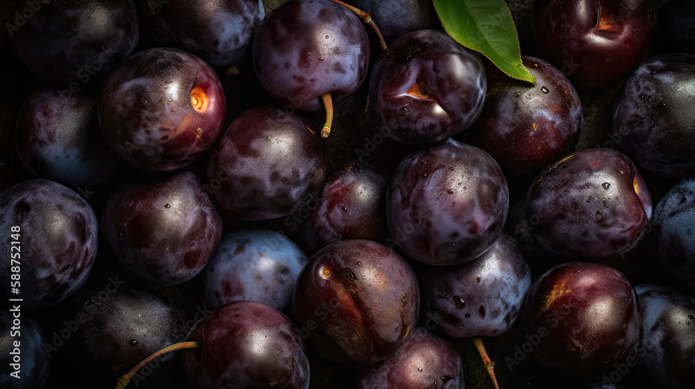 plums on the table created with Generative AI technology plums on the table created with Generative AI technology