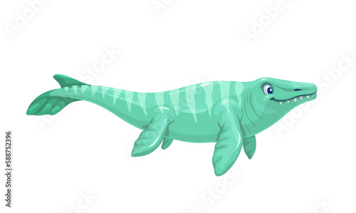 Cartoon mosasaurus dino character aquatic reptile