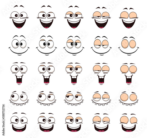 Cartoon laugh or giggle face, blink eye animation