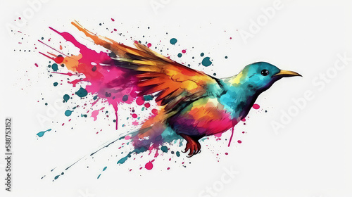 bird splashcolor art, Generative AI