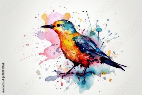 bird splashcolor art, Generative AI