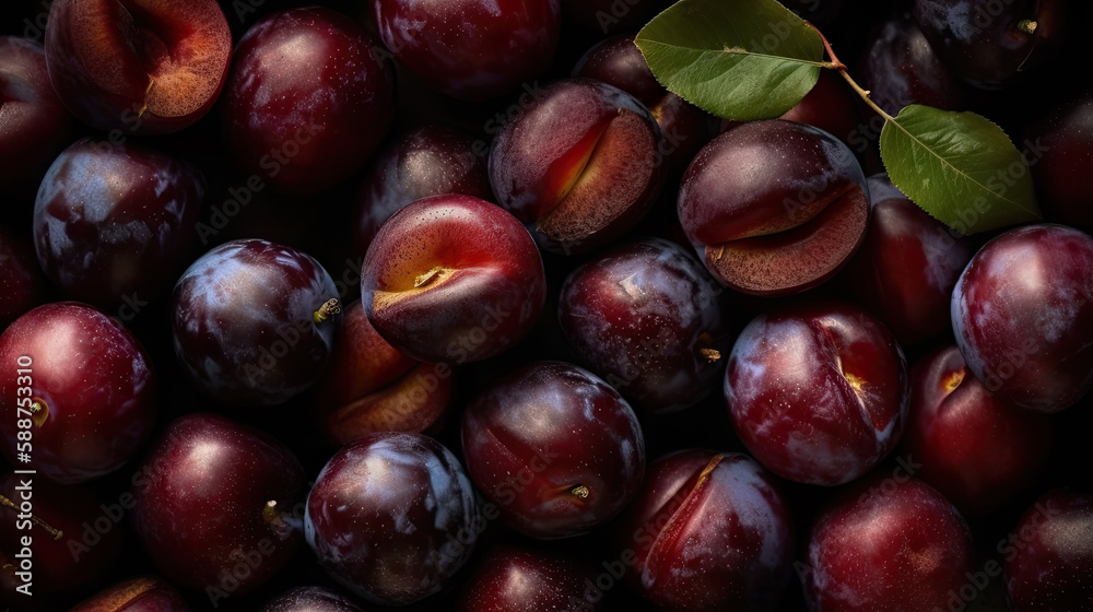 plums on the table created with Generative AI technology plums on the table created with Generative AI technology