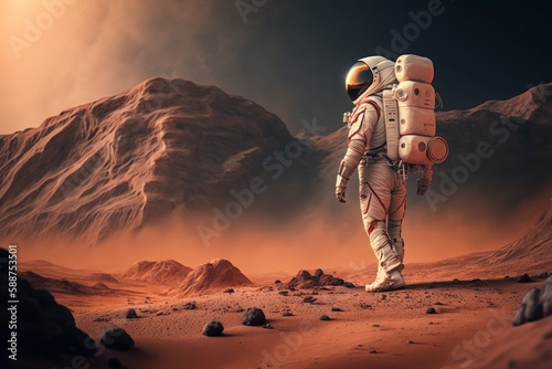 astronaut walking on mars. Generative ai