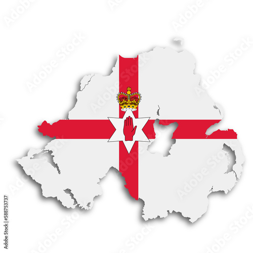 Northern Ireland map on white background with clipping path 3d illustration