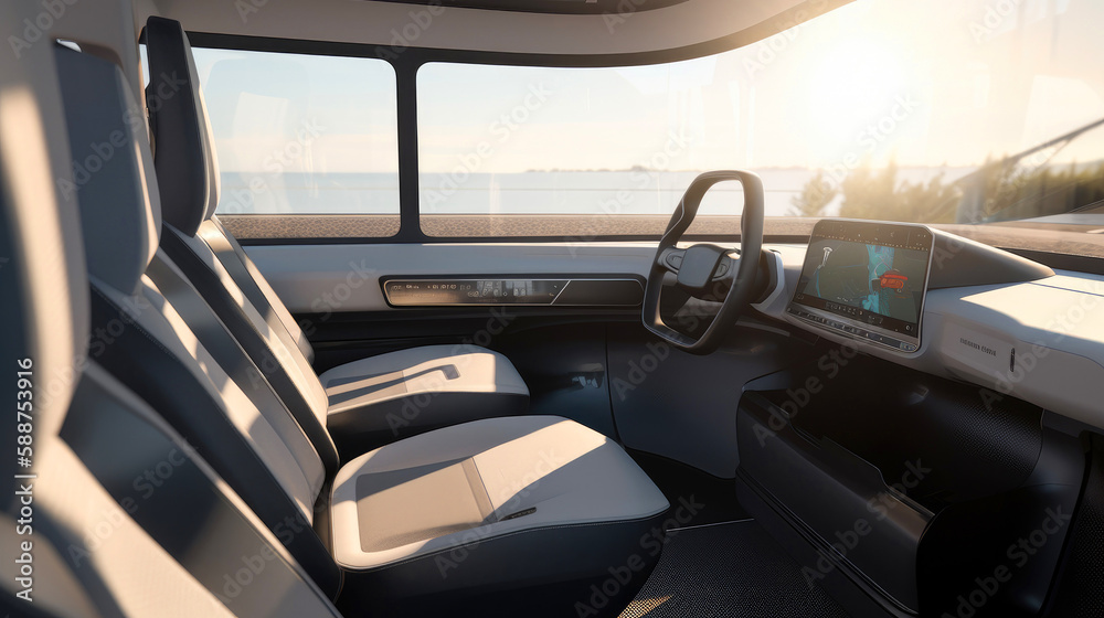 Modern electric truck interior. Generative AI