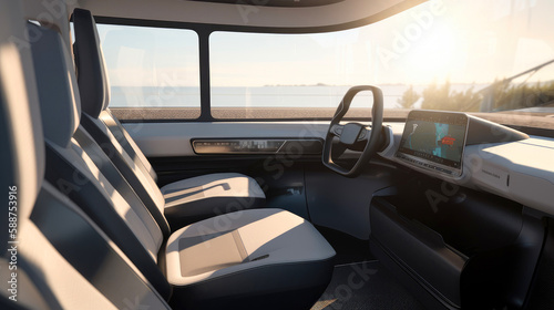 Modern electric truck interior. Generative AI