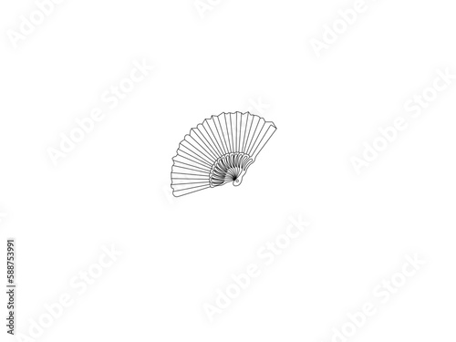 Luxury Linen Fan - Ivory Flowers, Vector chinese or japanese paper fan symbols isolated on white background.