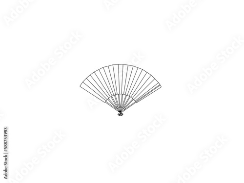 Luxury Linen Fan - Ivory Flowers   Vector chinese or japanese paper fan symbols isolated on white background.