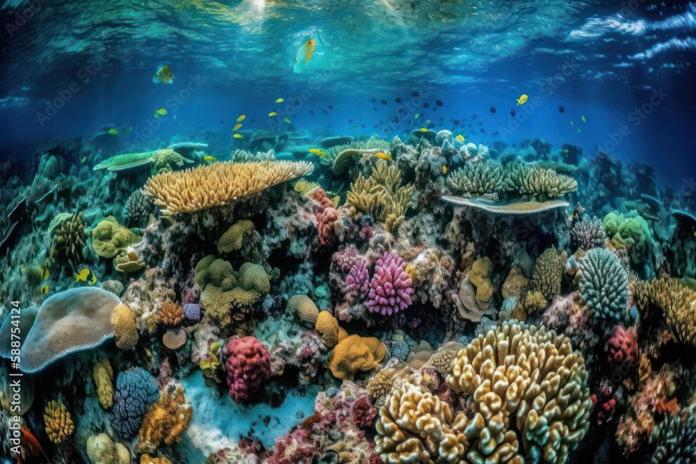 Naklejka premium Colorful and Vibrant Coral Reef