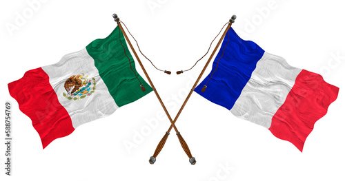 National flag of Clipperton island  and Mexico. Background for designers photo