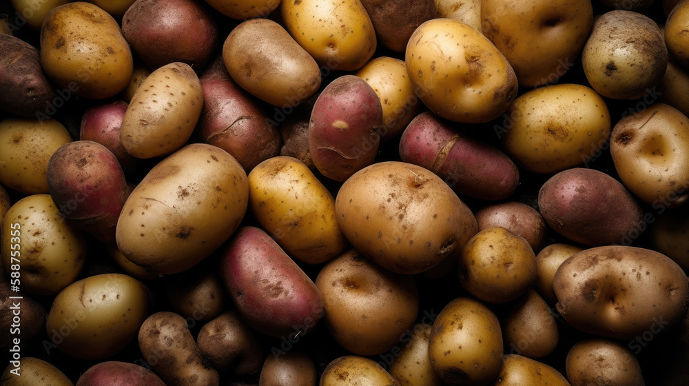 close up of potatoes created with Generative AI technology close up of potatoes created with Generative AI technology