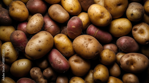 close up of potatoes created with Generative AI technology photo