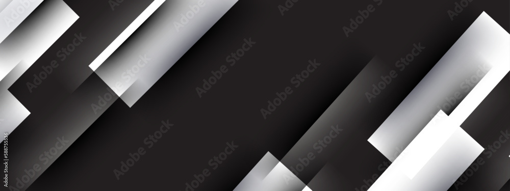 Black and white color background. 3D geometric background.