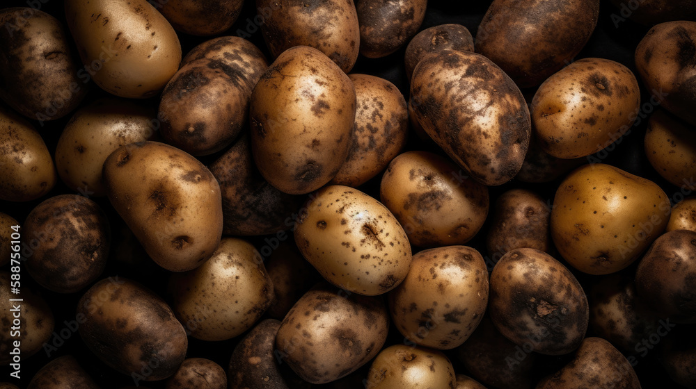 close up of potatoes created with Generative AI technology close up of potatoes created with Generative AI technology