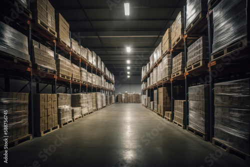 Impressive Empty Warehouse in Logistic Center..