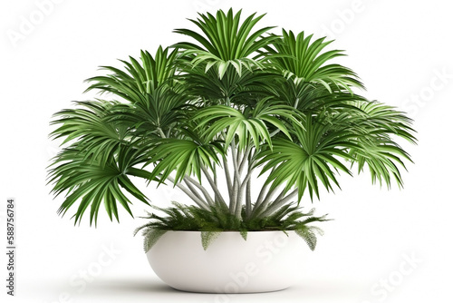 Interior plant isolated on pure white background. Illustration. Generative AI