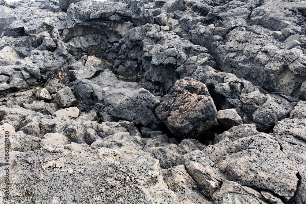 Black Basalt Rocky Ocean Shore